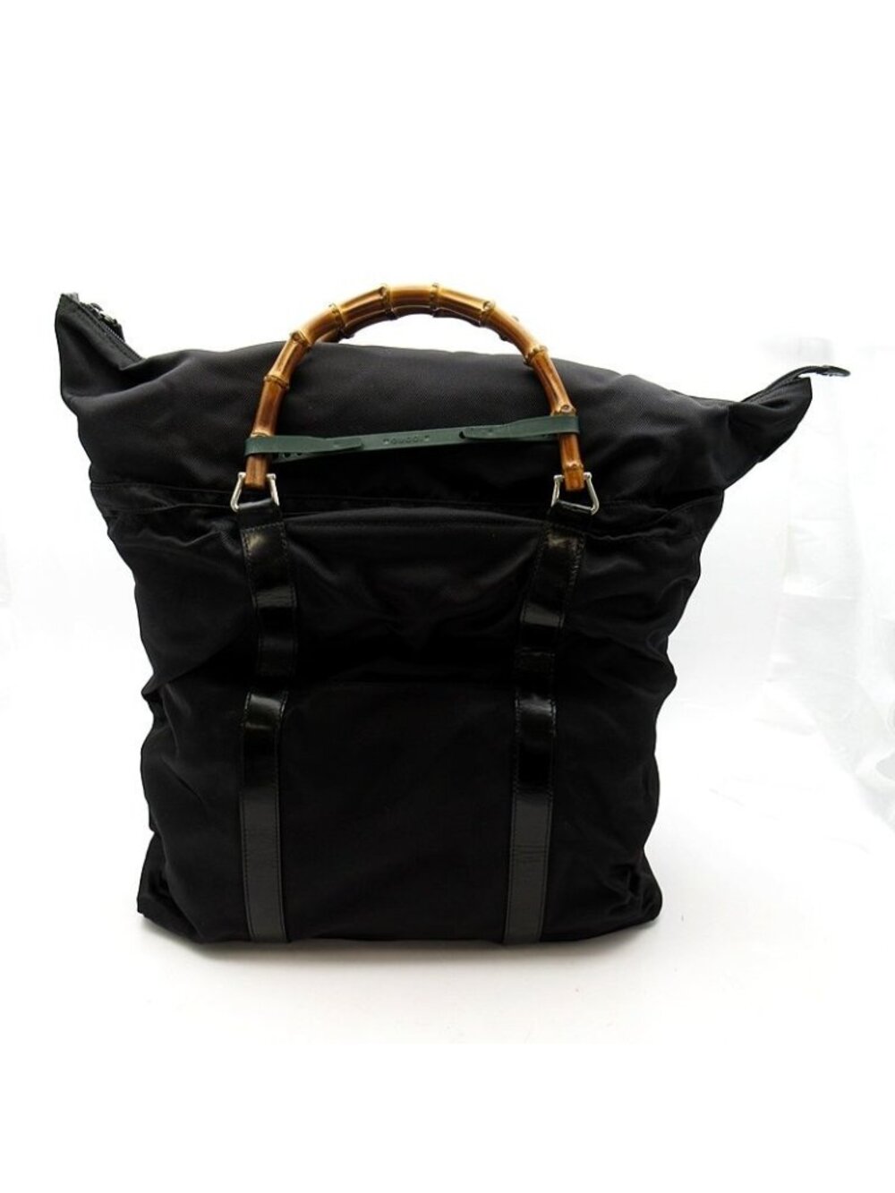 Gucci Bambu Handbag Nylon Black